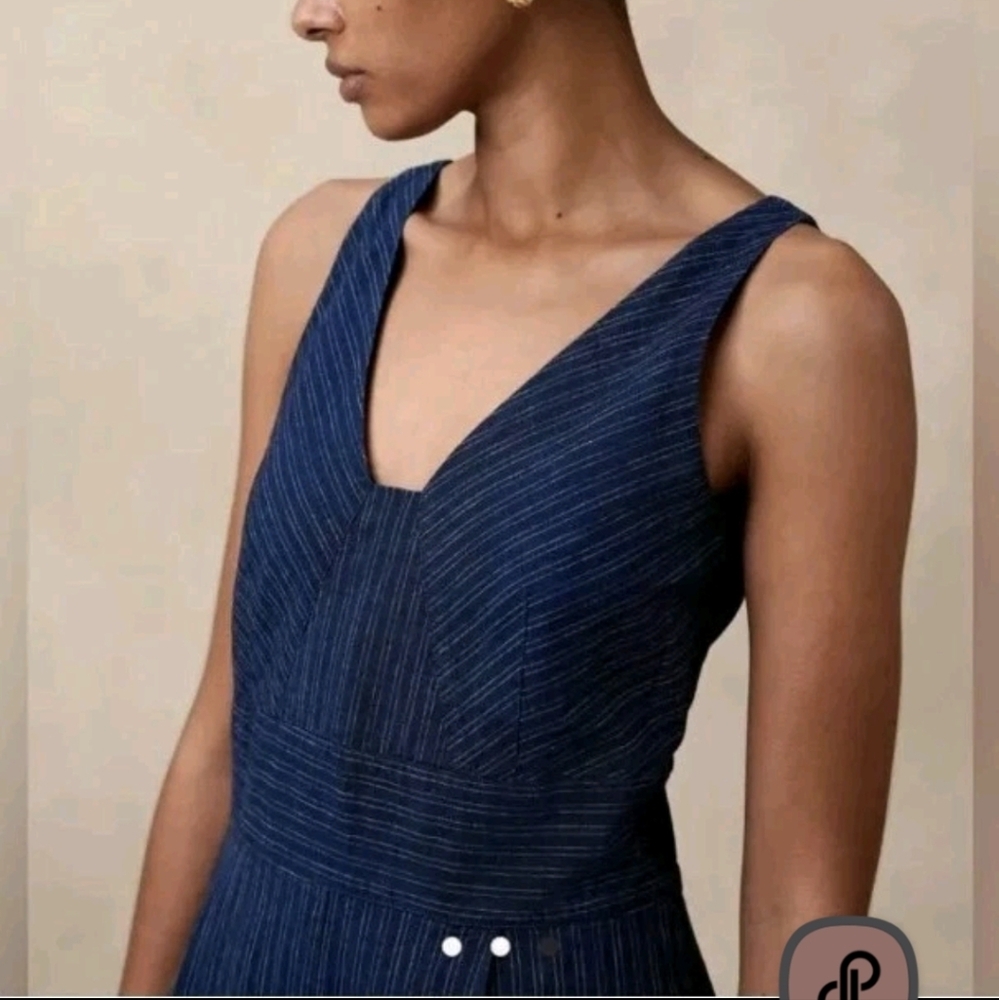 Banana Republic WomanSleeveless PINSTRIPE JumpsuitNavy Combo Size 10